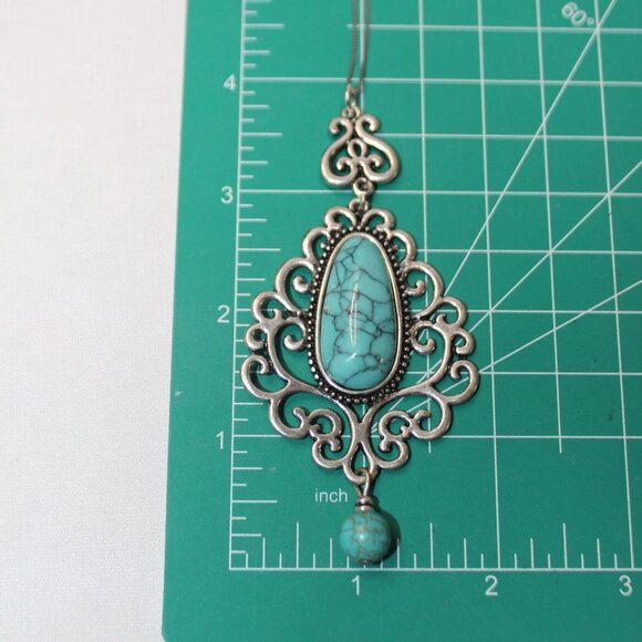 Silver and Turquoise Pendant on a Sterling Silver Necklace - Picture 9 of 14